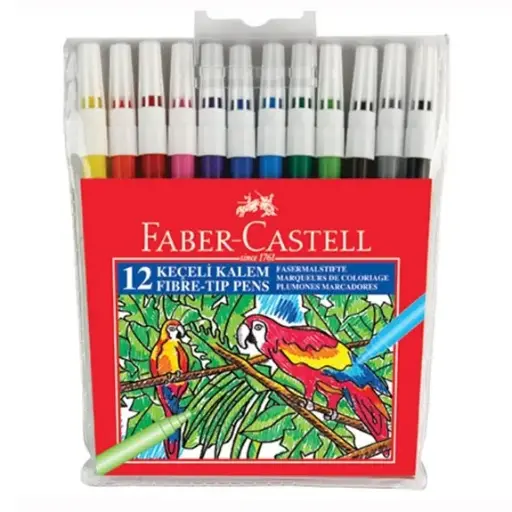 [63] FABER CASTELL KEÇELİ KALEM 12 RENK YIKANABİLİR
