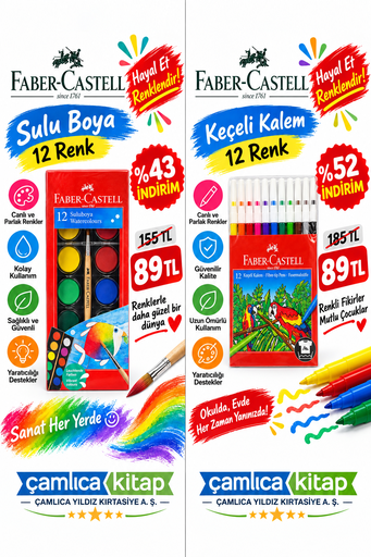 [63] FABER CASTELL REDLİNE KÖŞELİ PASTEL BOYA 12 RENK